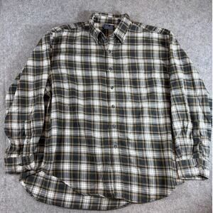 Vintage 90s Lands End Viyella Button Up Shirt Mens Tartan Plaid Long Sleeve XL